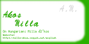 akos milla business card